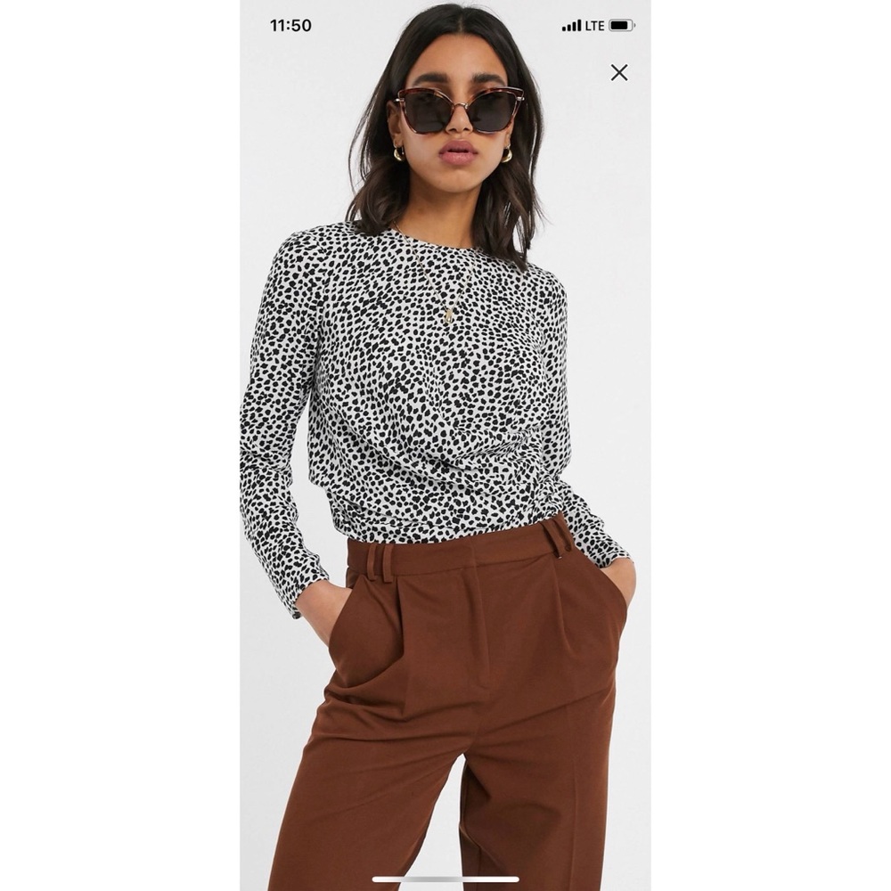 Long Sleeved Animal Print Drape Top
